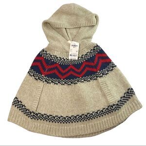 Oshkosh Children’s Fair Isle Cape Sweater with Hood Size 2T NWT